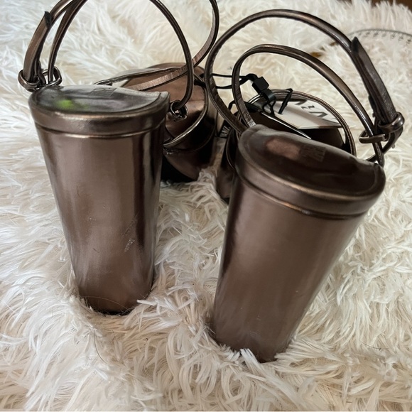 New Zara Strappy Platform Silver Metallic Block Heel Sandals Size 9 - Picture 6 of 13